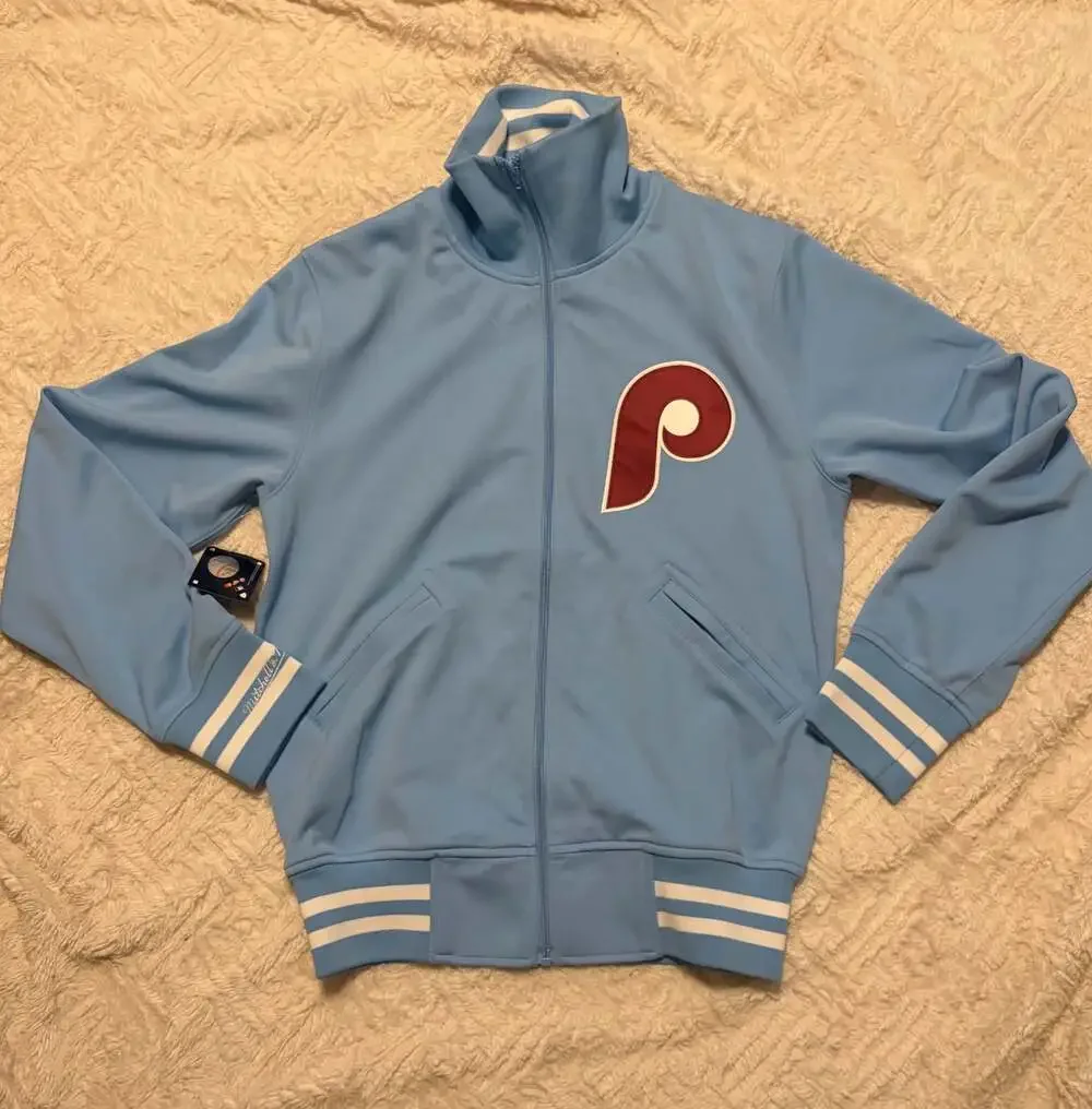 Vintage Full-Zip Philadelphia Phillies Batting Practice Cream Jacket,